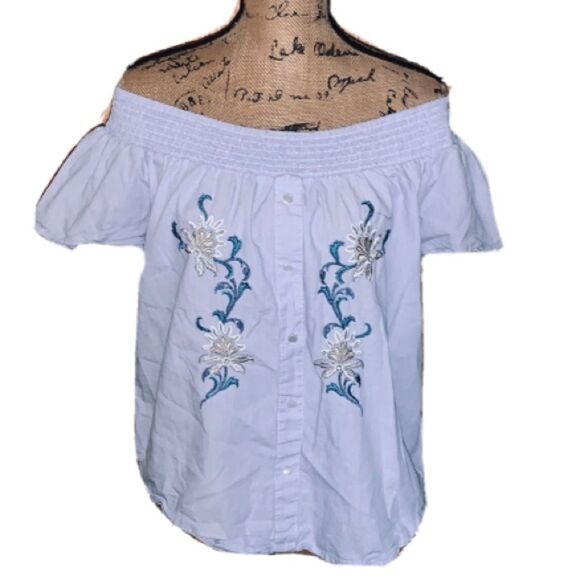 Flower & Feather embroidered floral top L - Picture 1 of 5